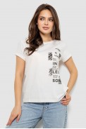 Футболка жіноча з принтом, колір молочний, 244R1015-1 - фото № 0