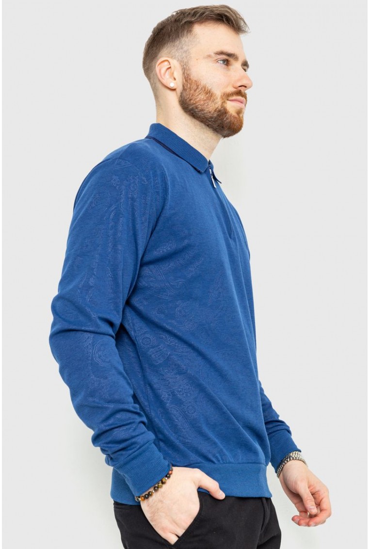 Купити Поло чоловіче з довгим рукавом  -уц., колір синій, 157R300-1-U - Фото №4
