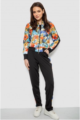 Костюм жіночий з принтом, колір чорно-помаранчевий, 230R1125
