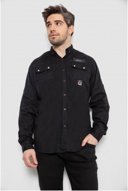 Рубашка мужская, цвет черный, 186R01-1