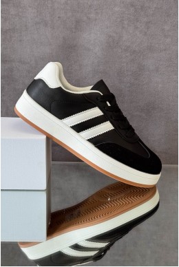 Кросівки жіночі екошкіра, колір чорно-білий, 248RJH700-5