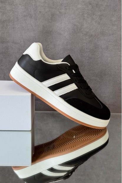 Кросівки жіночі екошкіра, колір чорно-білий, 248RJH700-5