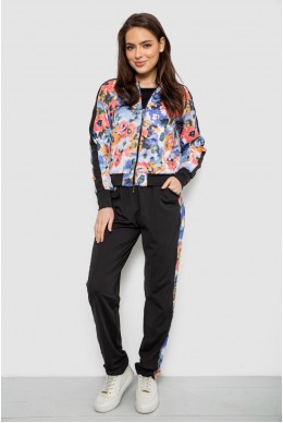 Костюм жіночий з принтом, колір чорно-кораловий, 230R1125