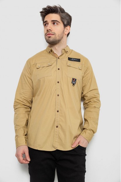 Рубашка мужская, цвет бежевый, 186R01-1