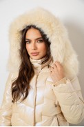 Куртка женская демисезонная короткая, цвет бежевый, 244R22-828 - фото № 4