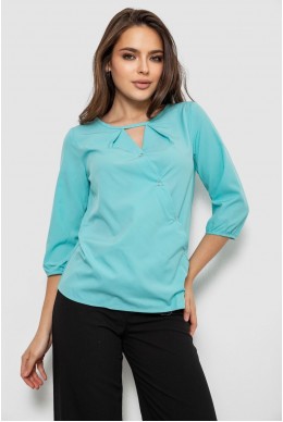 Блуза однотонная, цвет бирюзовый, 230R90