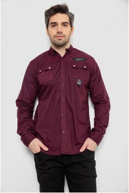Рубашка мужская, цвет бордовый, 186R01-1