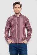 Сорочка чоловіча в смужку, колір бордовий, 186R2089 - фото № 0