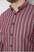Сорочка чоловіча в смужку, колір бордовий, 186R2089 - фото № 4