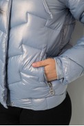 Куртка женская демисезонная короткая, цвет голубой, 244R22-828 - фото № 6