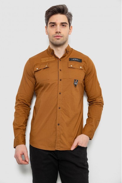 Сорочка чоловіча, колір коричневий, 186R01-1