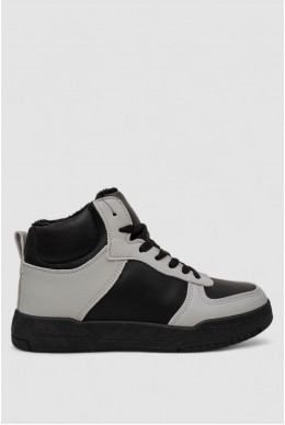 Кроссовки женские зимние на меху, цвет черно-серый, 248RAD300