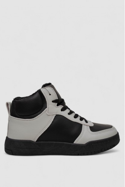 Кроссовки женские зимние на меху, цвет черно-серый, 248RAD300