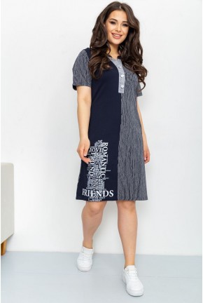 Сукня жіноча повсякденна в смужку, колір темно-синій, 219RT-428