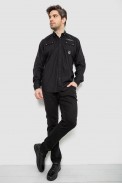 Рубашка мужская однотонная с принтом, цвет черный, 186R01 - фото № 1