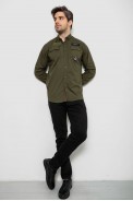 Рубашка мужская однотонная с принтом, цвет хаки, 186R01 - фото № 1