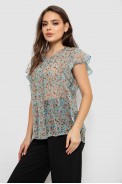Блуза з принтом, колір бірюзовий, 230R0205-1 - фото № 2