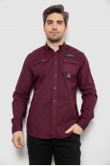 Рубашка мужская однотонная с принтом, цвет бордовый, 186R01 - фото № 0