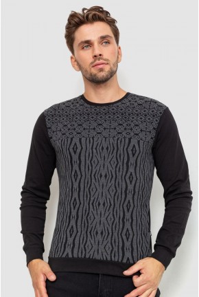 Пуловер мужской с пинтом, цвет черно-серый, 235R22266