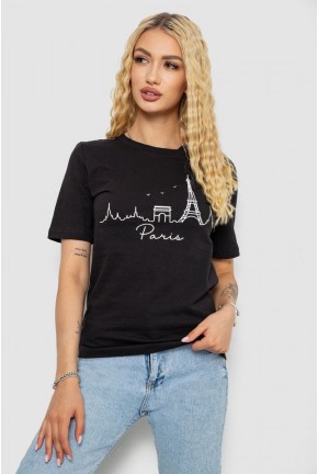 Футболка жіноча з принтом, колір чорний, 241R132