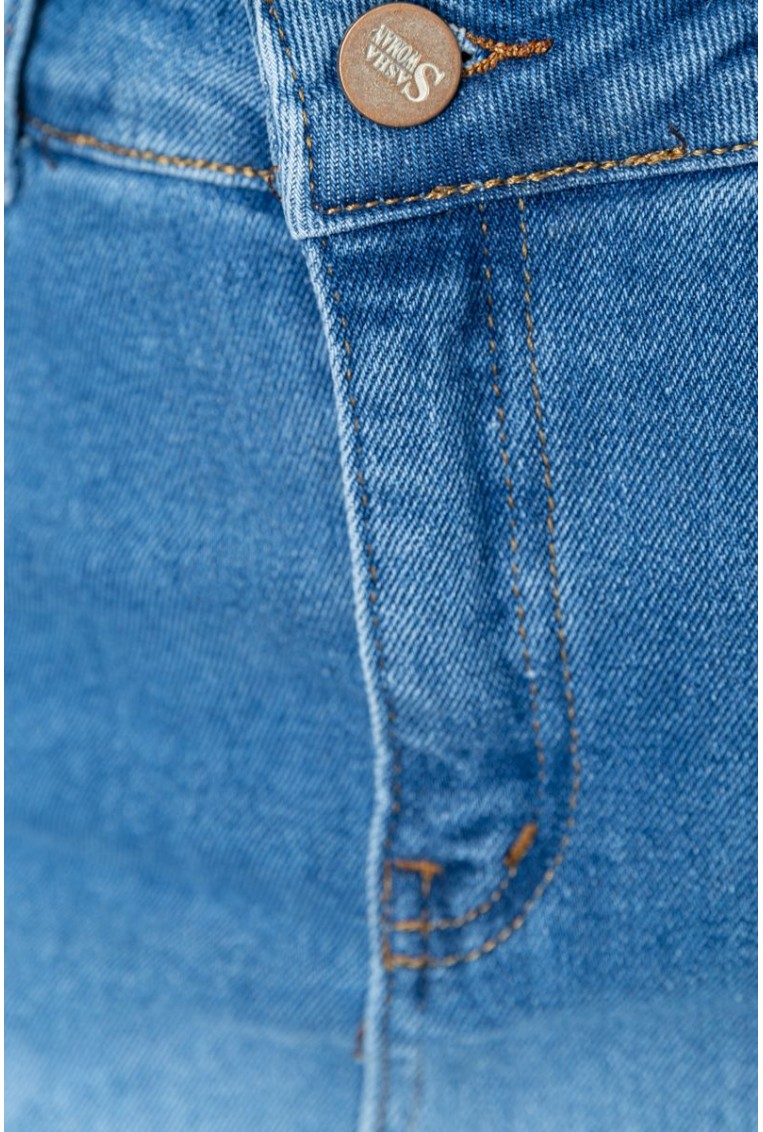Купити Джинсова спідниця з рваностями  -уцінка, колір блакитний, 214R191110-U-6 - Фото №7