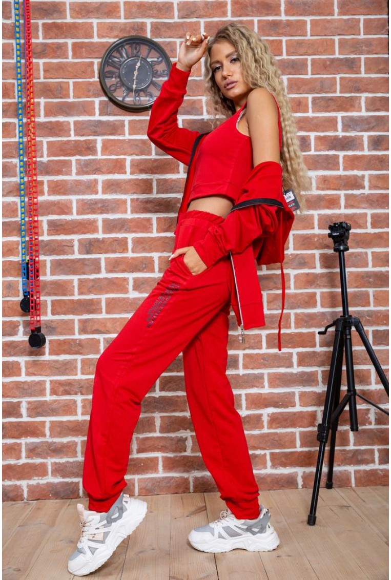 Купить Спортивный костюм тройка женский красный 176R1030 - Фото №5