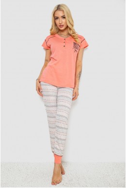 Піжама жіноча з принтом  -уцінка, колір персиковий, 243R0004-P11-U