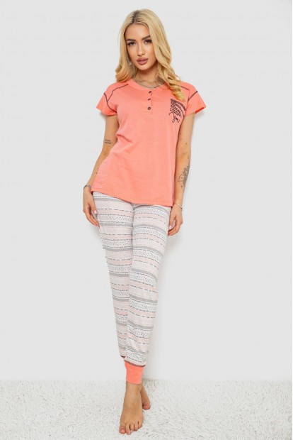 Піжама жіноча з принтом  -уцінка, колір персиковий, 243R0004-P11-U