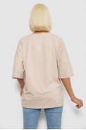 Футболка жіноча з принтом, колір світло-бежевий, 244R6005 - фото № 3