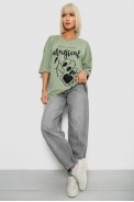 Футболка жіноча з принтом, колір оливковий, 244R6005 оптом - фото № 1