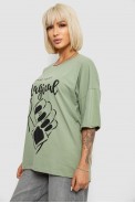 Футболка жіноча з принтом, колір оливковий, 244R6005 оптом - фото № 2