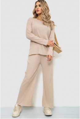 Костюм жіночий в рубчик повсякденний  -уцінка, колір бежевий, 238R57415-U-9