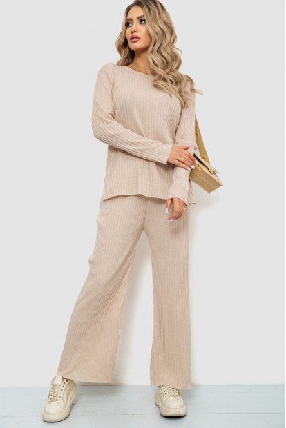 Костюм жіночий в рубчик повсякденний  -уцінка, колір бежевий, 238R57415-U-9