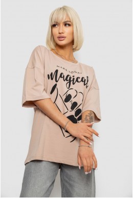 Футболка жіноча з принтом, колір бежевий, 244R6005