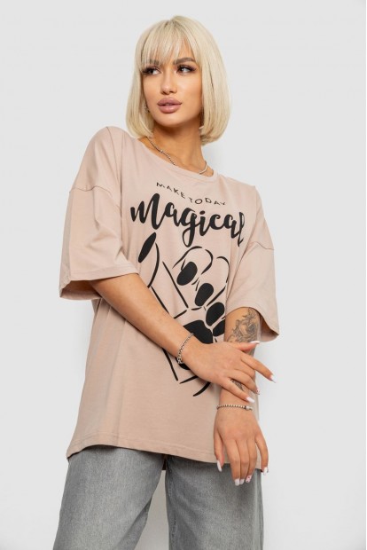 Футболка жіноча з принтом, колір бежевий, 244R6005