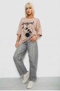 Футболка жіноча з принтом, колір бежевий, 244R6005 - фото № 1