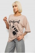 Футболка жіноча з принтом, колір бежевий, 244R6005 - фото № 2