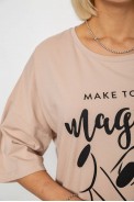 Футболка жіноча з принтом, колір бежевий, 244R6005 - фото № 4