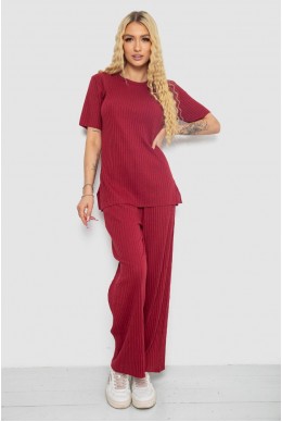 Костюм жіночий в рубчик повсякденний  -уцінка, колір бордовий, 238R57416-U