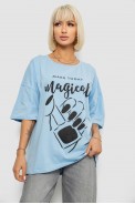Футболка жіноча з принтом, колір блакитний, 244R6005 - фото № 0