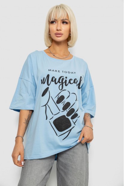 Футболка жіноча з принтом, колір блакитний, 244R6005