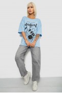 Футболка жіноча з принтом, колір блакитний, 244R6005 - фото № 1
