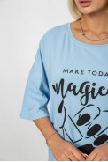 Футболка жіноча з принтом, колір блакитний, 244R6005 - фото № 4