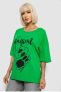 Футболка жіноча з принтом, колір зелений, 244R6005 - фото № 2