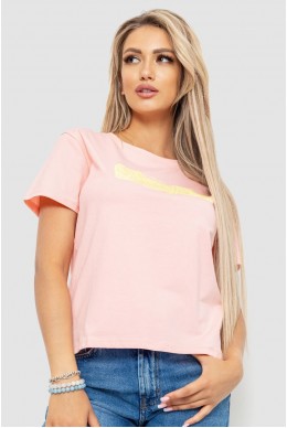Футболка женская с принтом  -уценка, цвет розовый, 221R3004-1-U-20