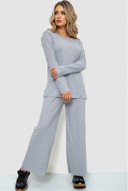 Костюм жіночий в рубчик повсякденний  -уцінка, колір світло-сірий, 238R57415-U-8