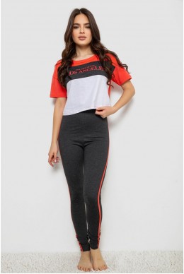 Піжама жіноча з принтом  -уцінка, колір сірий, 243R1488-007-U