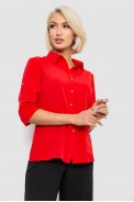 Блуза классическая однотонная, цвет красный, 230R1110 - фото № 2