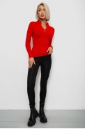 Кофта жіноча на блискавці в рубчик, колір червоний, 204R041 - фото № 1