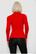 Кофта жіноча на блискавці в рубчик, колір червоний, 204R041 - фото № 3